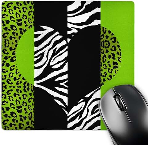 Animal Print Leopard and Zebra Heart Mouse Pad