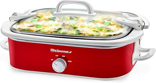 Red 3.5Qt Casserole Crock with Locking Lid