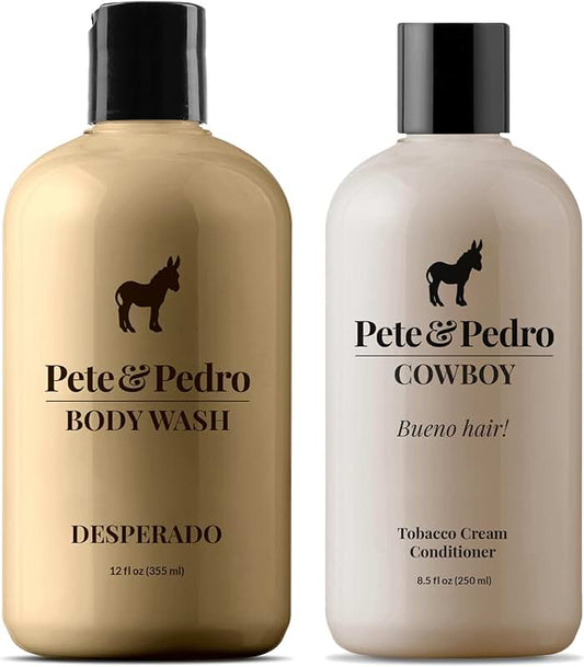 Body Wash and Shampoo Set with Rum, Tobacco, and Bourbon Scents
