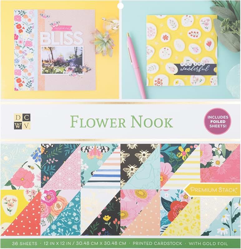 12x12 Printed Cardstock Sheets for Crafts and Scrapbooking