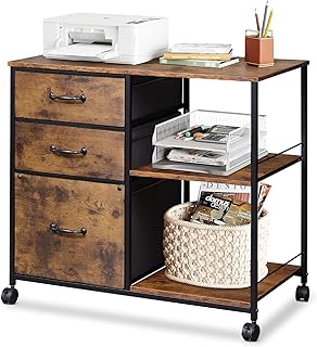 3-Drawer Mobile File Cabinet with Open Shelf