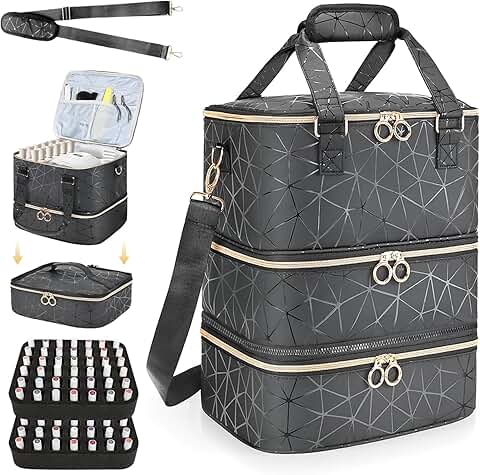 3-Layer Nail Polish Organizer Bag with Storage