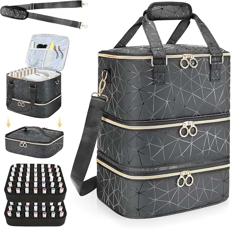 3-Layer Nail Polish Organizer Bag with Storage