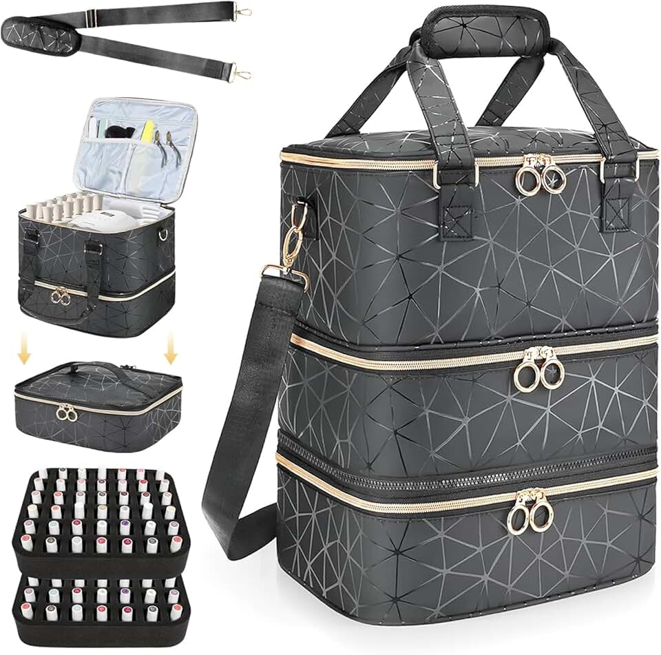 3-Layer Nail Polish Organizer Bag with Storage