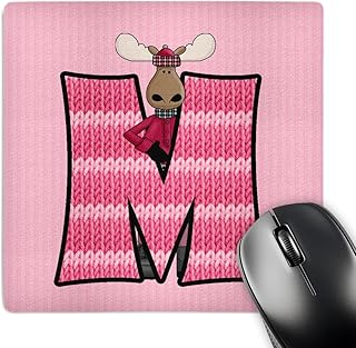 Pink Moose Mouse Pad with Argyle Knit Prints