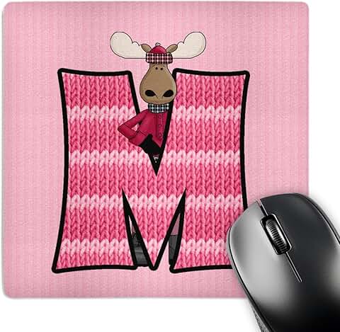 Pink Moose Mouse Pad with Argyle Knit Prints