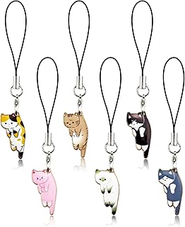 Six Cute Cat Phone Charms for Bags and Keys