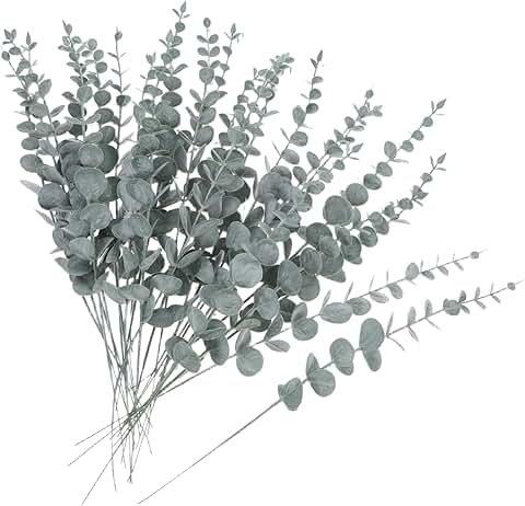25 Artificial Eucalyptus Leaves for Decor and Arrangements