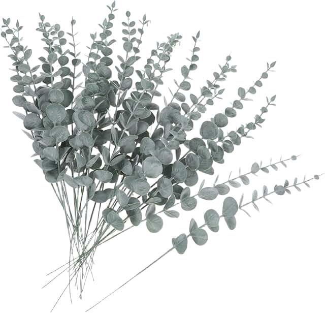 25 Artificial Eucalyptus Leaves for Decor and Arrangements