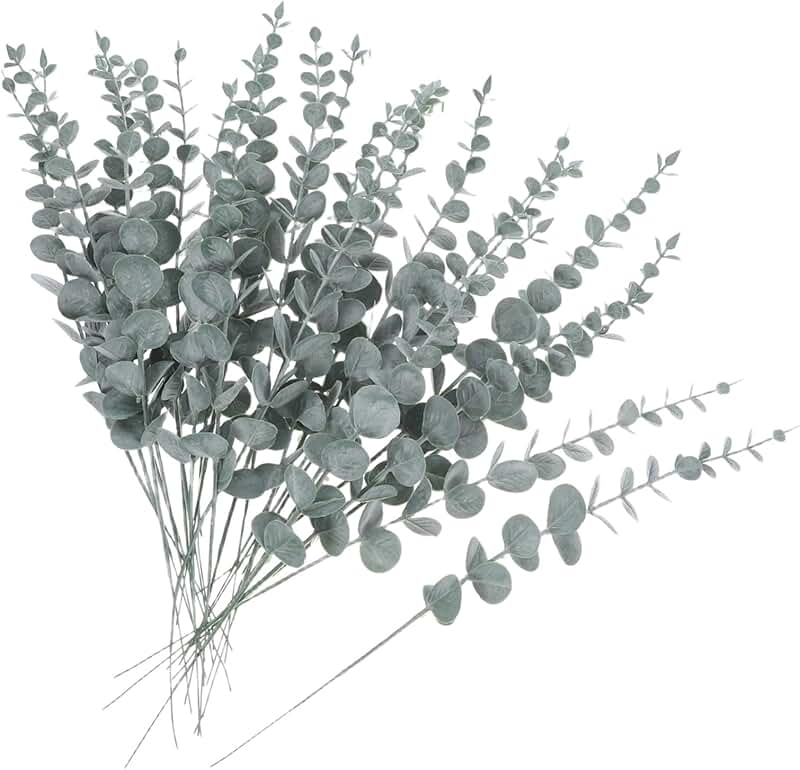 25 Artificial Eucalyptus Leaves for Decor and Arrangements