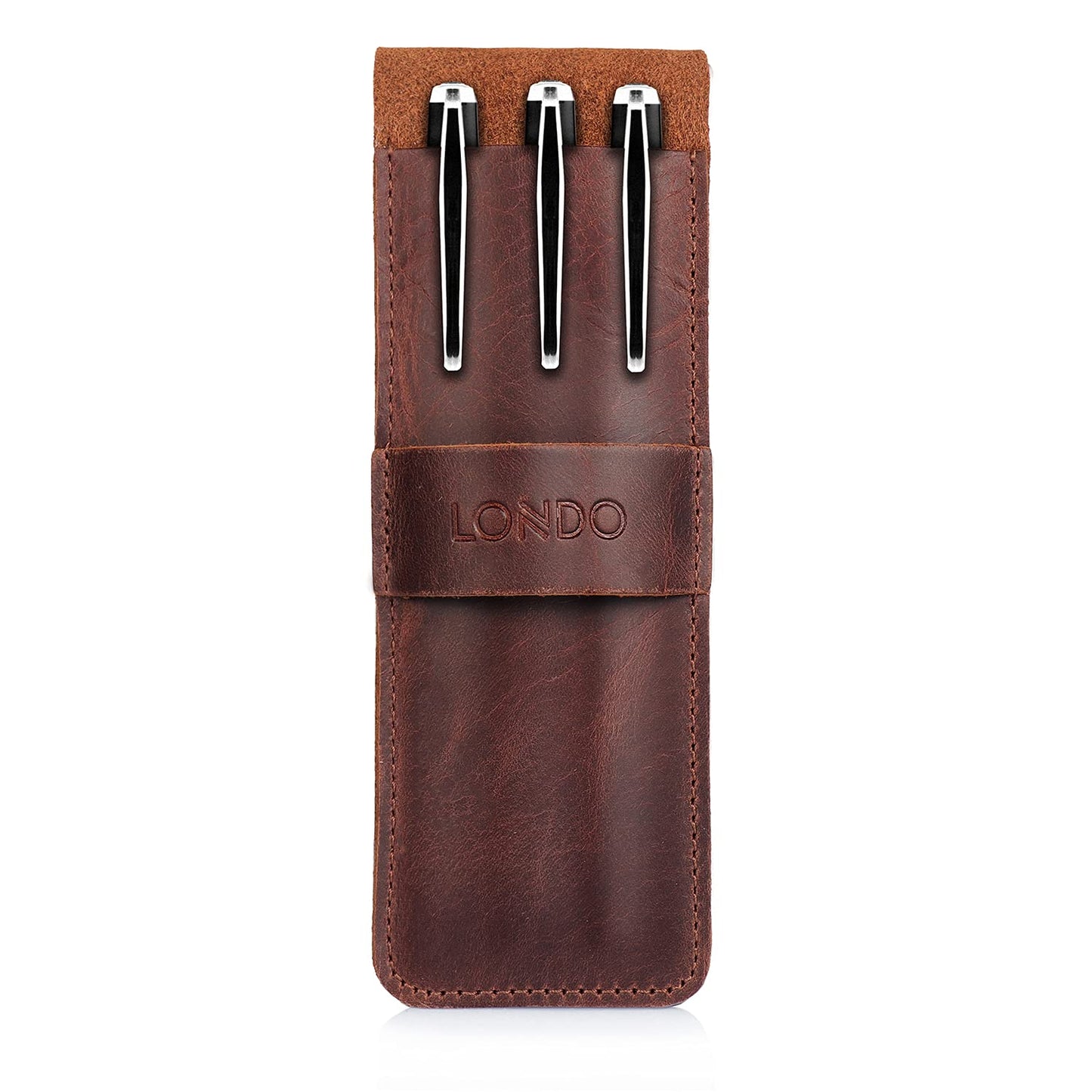 Leather Pen and Pencil Case with Tuck Flap