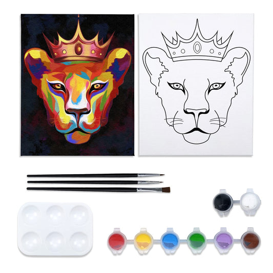 Canvas Painting Kit with 8x10 Pre Drawn Canvas and 8 Acrylic Colors