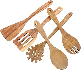 Set of 5 Wooden Cooking Utensils for Nonstick Pans
