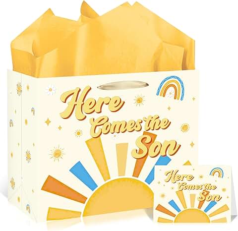 Baby Boy Gift Bag with Sun Theme and Accessories