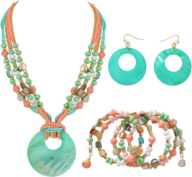 4-Piece Colorful Beaded Jewelry Set for Women