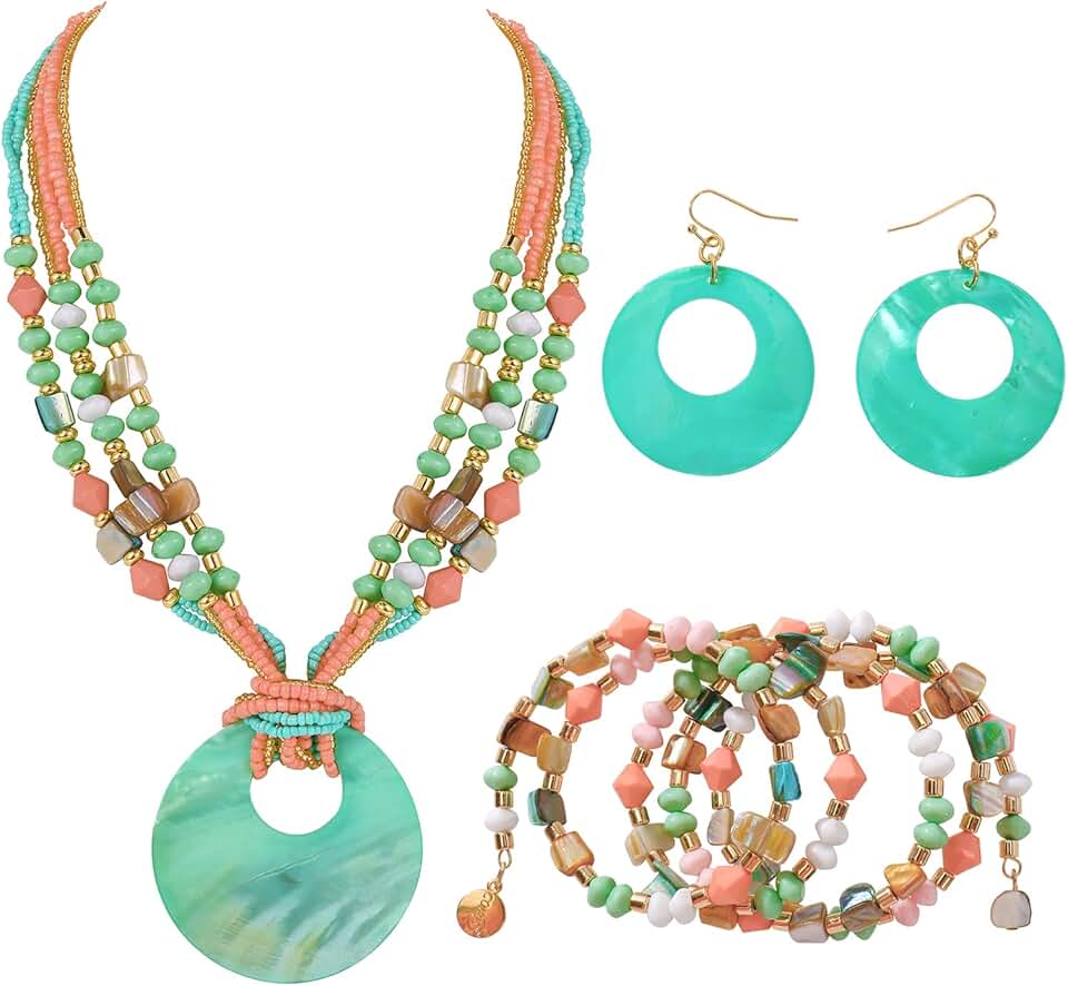 4-Piece Colorful Beaded Jewelry Set for Women