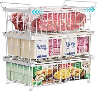 Chest Freezer Organizer Bins, 3 Pack, White