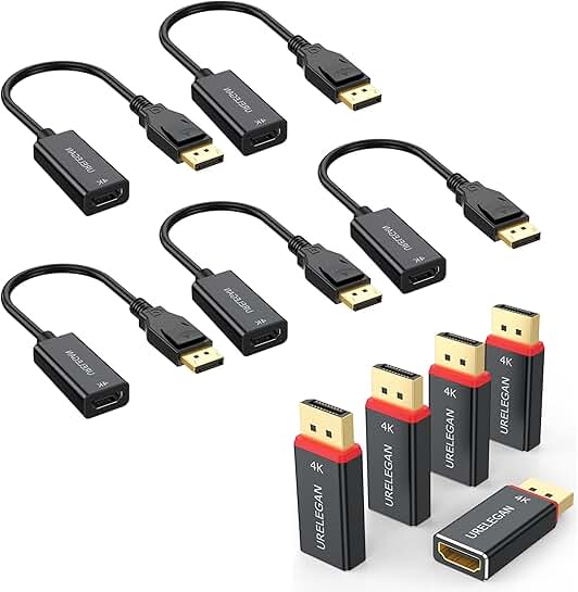 DisplayPort to HDMI Adapter 5-Pack, 4K UHD, Aluminum Shell