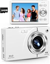 4K Vlogging Camera with 64MP, 16X Zoom, 64GB Card