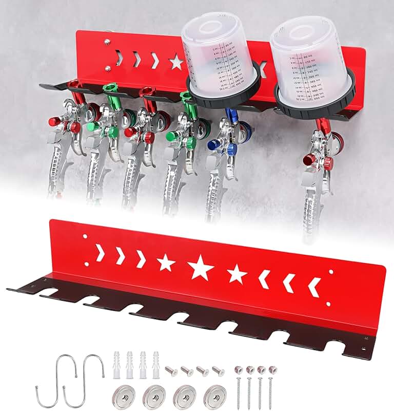 Heavy-Duty Steel Paint Spray Gun Rack for Wall or Magnet Mount