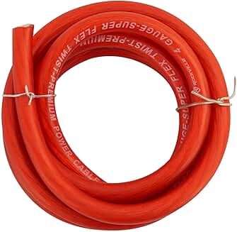 Red 4 AWG 5-Foot Car Amp Ground Wire