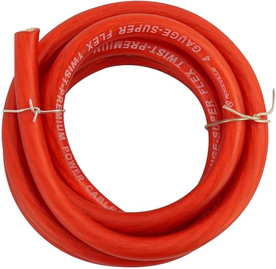 Red 4 AWG 5-Foot Car Amp Ground Wire