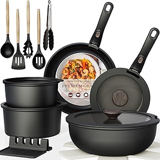21-Piece Non-Stick Ceramic Cookware Set with Removable Handles