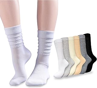 Six Pairs of Women's 2-Stripe Crew Socks