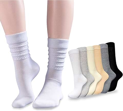 Six Pairs of Women's 2-Stripe Crew Socks