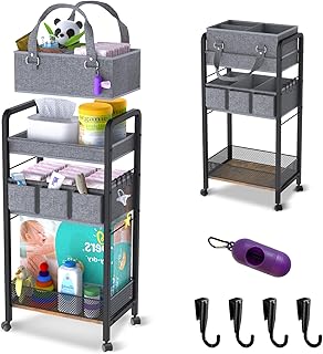 3-Tier Baby Diaper Caddy with Wheels