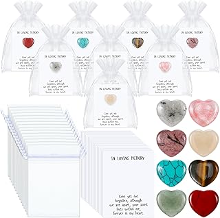 50 Heart-Shaped Memorial Favors with Stones and Bags