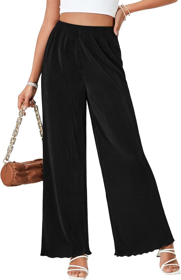 Women's Wide Leg Pleated High Waist Loose Pants