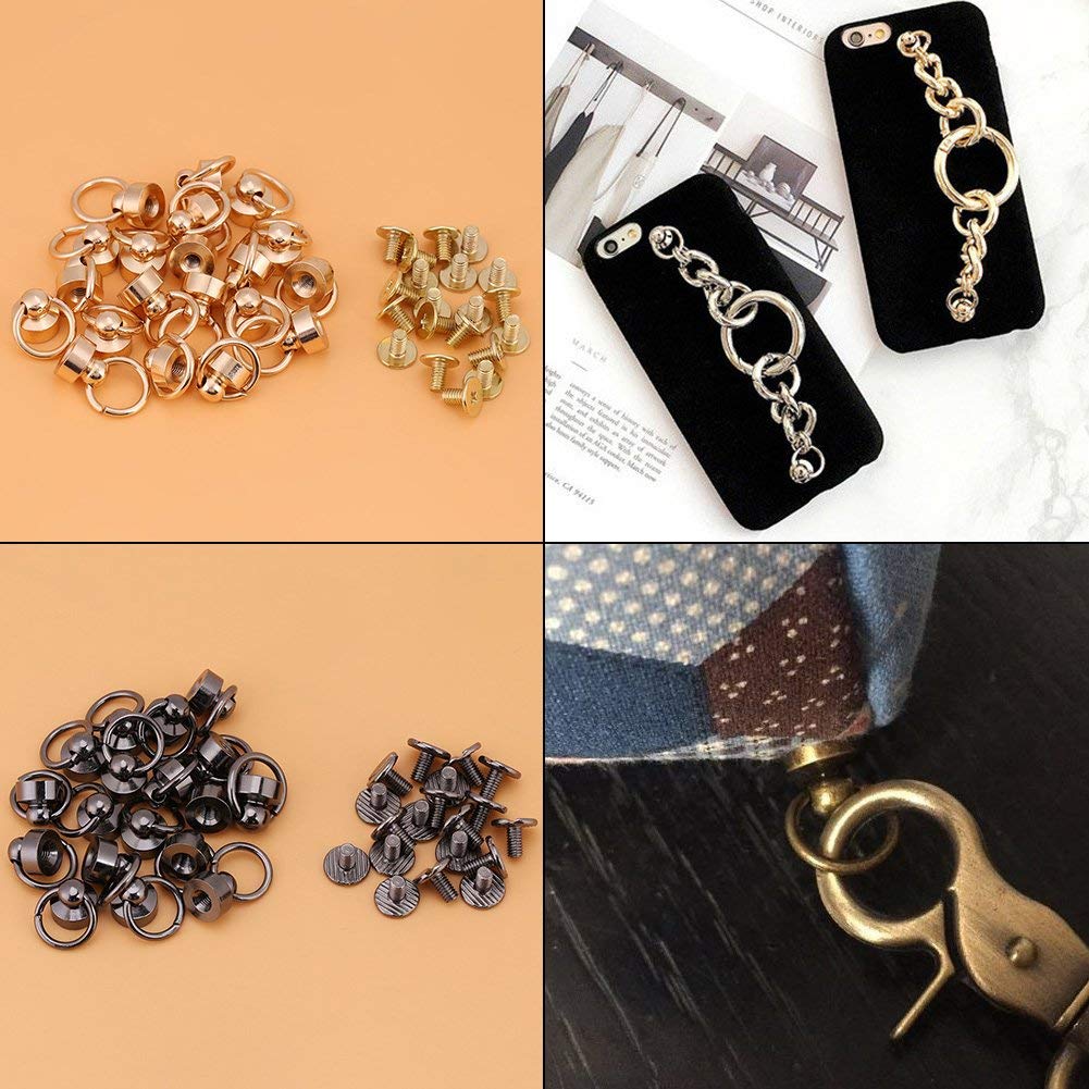 20pcs 8mm Bronze Chain Bag Rivets and Screws Set
