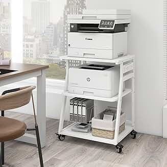 Large 3-Tier Printer Stand with Charging Station