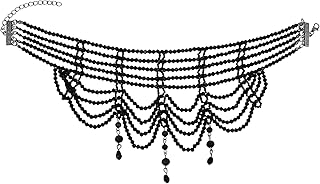 White and black gothic baroque style women's choker necklace
