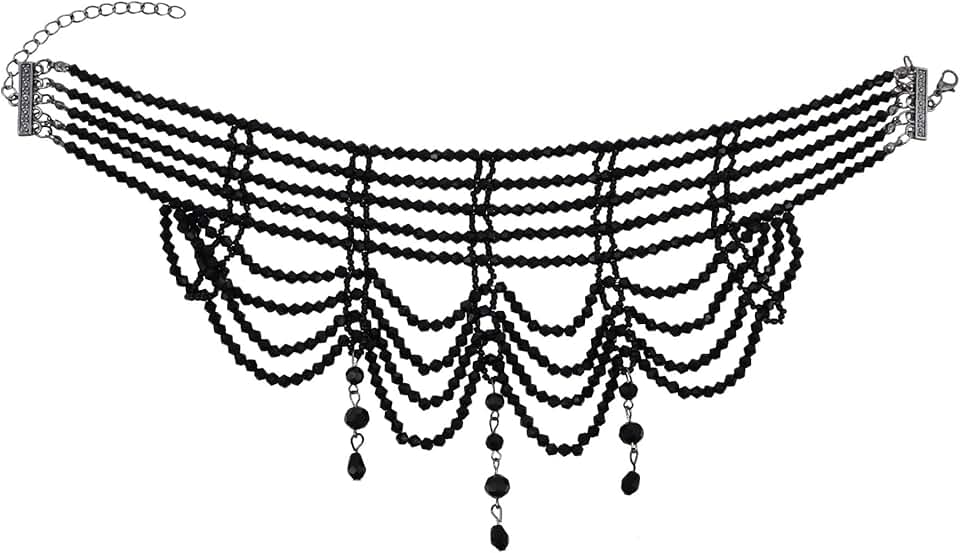White and black gothic baroque style women's choker necklace
