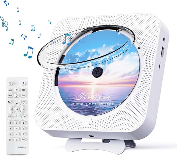 Portable Bluetooth CD Player with Remote, Timer, Speakers, LED Display
