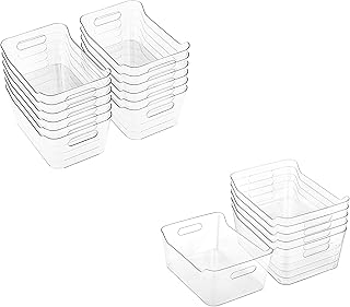 Plastic Storage Bins for Kitchen and Pantry, 18 Pack