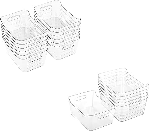 Plastic Storage Bins for Kitchen and Pantry, 18 Pack