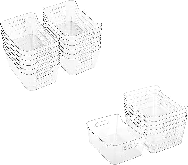 Plastic Storage Bins for Kitchen and Pantry, 18 Pack