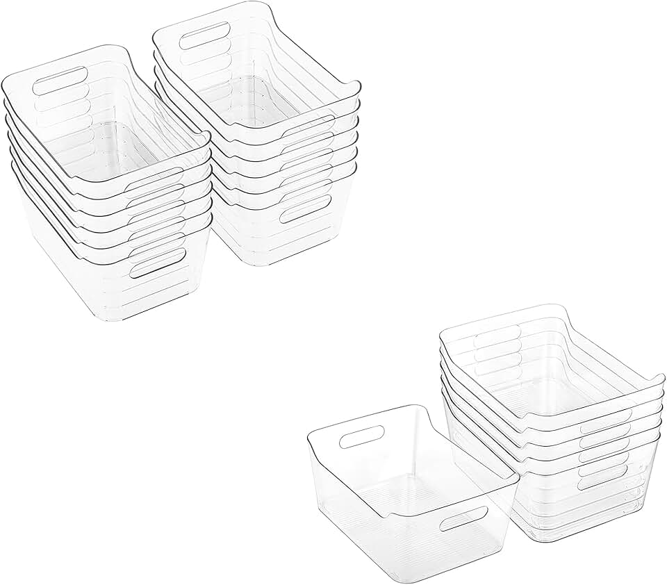 Plastic Storage Bins for Kitchen and Pantry, 18 Pack