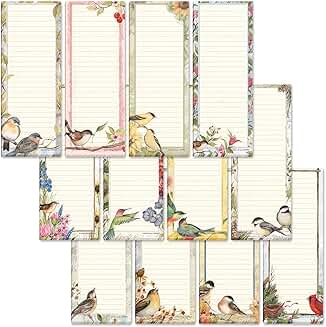 Set of 12 Bird-Themed Magnetic Notepads