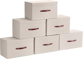 Six Foldable Linen Storage Bins with Handles
