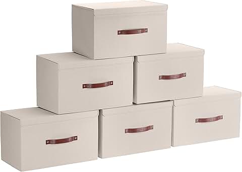Six Foldable Linen Storage Bins with Handles