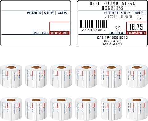 Printing scale labels, 58x40mm, 12 rolls per case