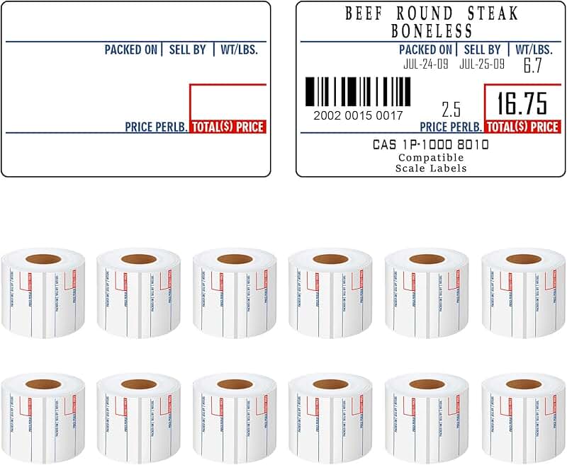 Printing scale labels, 58x40mm, 12 rolls per case