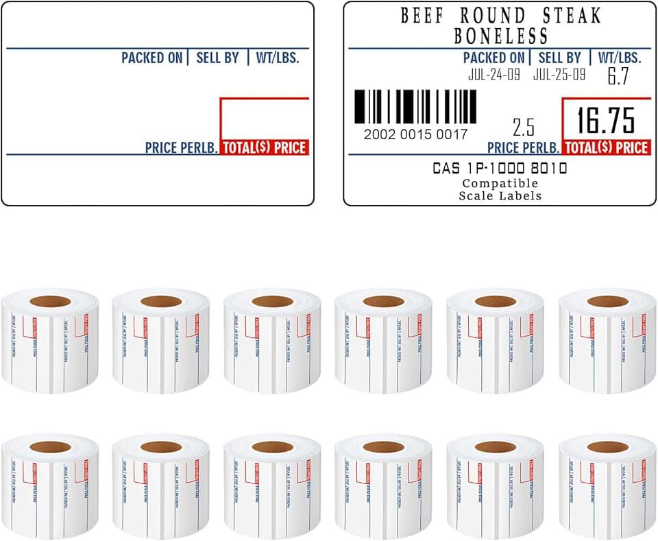 Printing scale labels, 58x40mm, 12 rolls per case