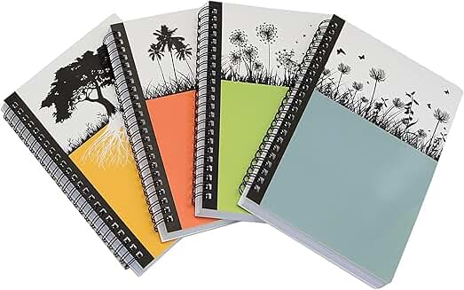 Set of 4 Spiral Notebooks, A5, 160 Pages, Hardcover