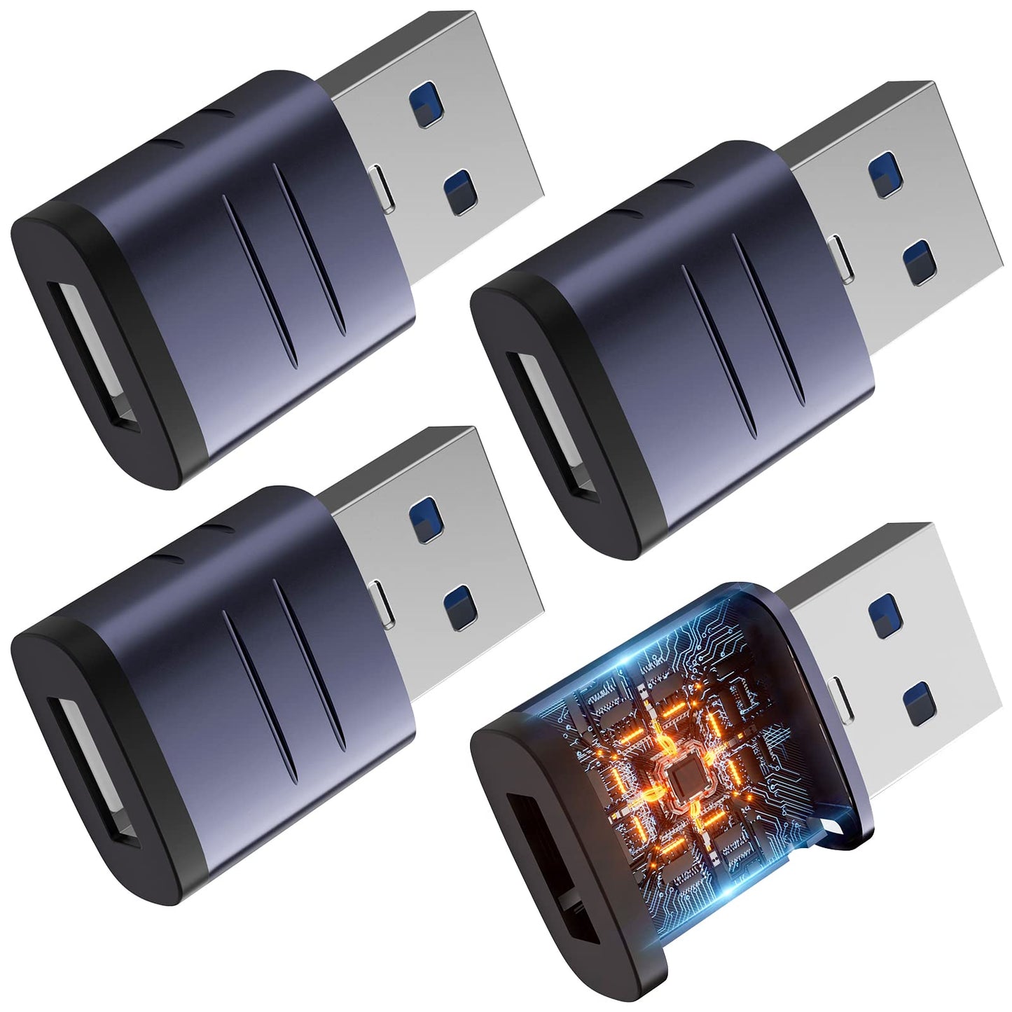USB A to USB C Adapter 4 Pack for Data Transfer