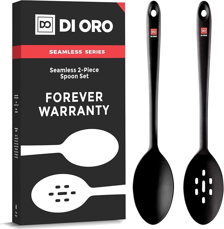 Black silicone cooking spoons, 4-piece set